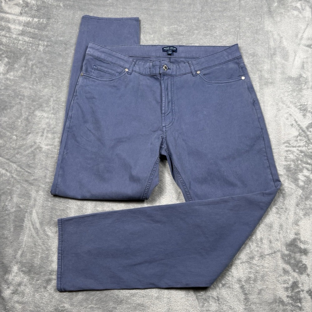 Peter Millar Crown Crafted Wayfarer Pants Men 36x30 Blue Pearl Stretch 5 Pocket